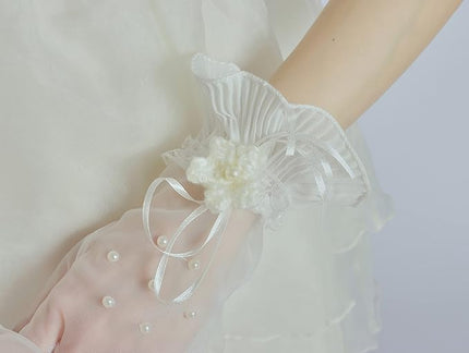 Sahabowi Satin Gloves Formal Bridal Banquet Party Wedding Opera Solid Colorful Mitten For Women