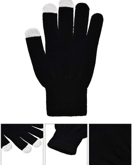 Pangda 12 Pairs Winter Touch Screen Gloves for Men Women Stretch Knitted Texting Gloves Warm Windproof Solid Color Mittens