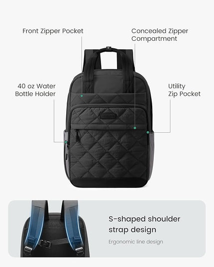 LOVEVOOK Travel Backpack for Women, 17 Inch Quilted laptop Backpack With Pouch Pocket for Large Capacity Cup, Large Capacity Work Bag College Bookbag, Carry On Personal Item Bag