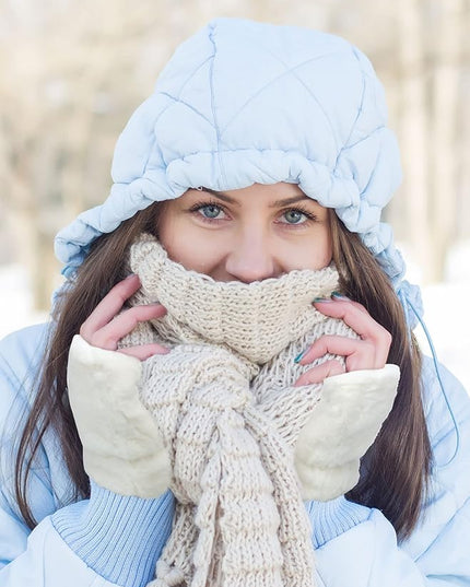 Geyoga 2 Pairs Winter Fingerless Faux Fur Gloves Women Warm Furry Convertible Fingerless Soft Smooth Gloves