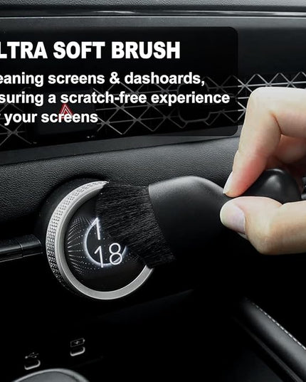 7PCS Car Detailing Brush Set, Ultra Soft Boars Hair Car Interior Detailing Brushes, Car Interior Detailing Kit, Car Cleaning Gel Supplies Kit, Car Dust Brush, Car Accessories for Truck, Suv, Interior