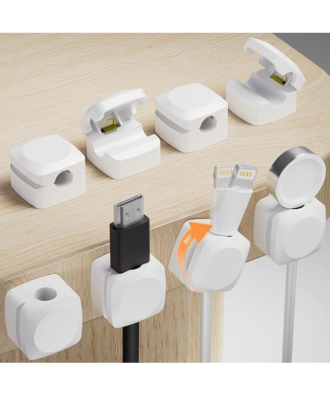 8 Pack Cord Organizer Holder, Rotatable Cable Clips, Spring Cord Holder for Nightstand Adhesive Cable Organizer, Cable Management Clips Charging Cord Organizer for Desk Office Car Wall