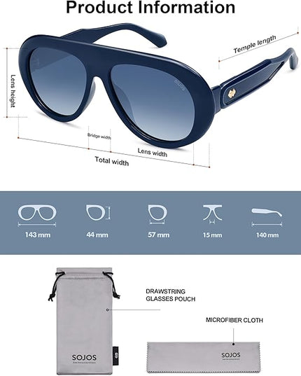 SOJOS Trendy Oversized Polarized Aviator Sunglasses Womens Men Retro Vintage 70s Style UV Protection Sun Glasses SJ2390
