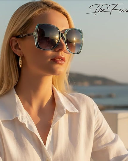 The Fresh Women's Oversized Square Jackie O Cat Eye Hybrid Butterfly Fashion Sunglasses - Exquisite Packaging