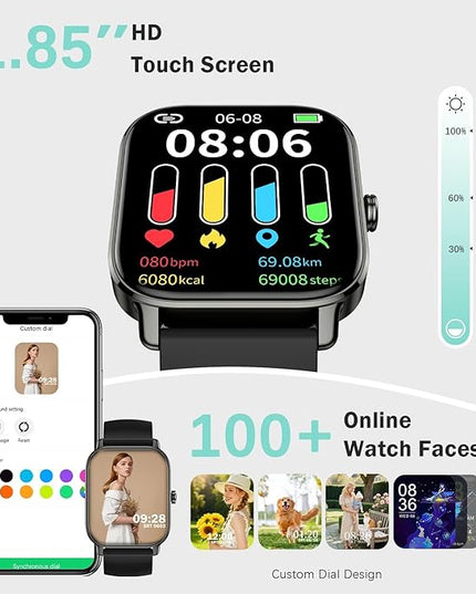 Smart Watch for Women Men Fitness: Waterproof Make Answer Call Digital Mens Watches Running Pedometer Smartwatch for Android Phone iPhone Samsung Compatible Heart Rate Monitor SpO2 Step Tracker