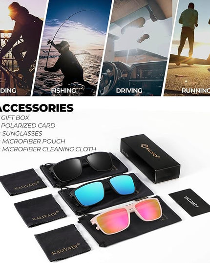 KALIYADI Polarized Sunglasses for Men, Lightweight Sun Glasses with UV Protection for Driving Fishing Golf
