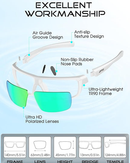 ATTCL Polarized Sunglasses Men for Fishing: UV Protection Lightweight TR90 Sports Wrap Sun Glasses Driving Golf Running