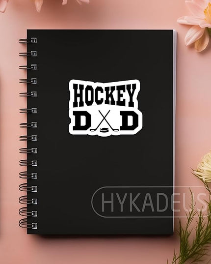 (3pcs) Hockey Dad Sticker – Gifts for Dad on Father’s Day, Waterproof Vinyl Decal for Water Bottle, Laptop, Tumbler, Book, Phone – Hockey Stickers for Daddy Papa Father, 3" x 2.3"