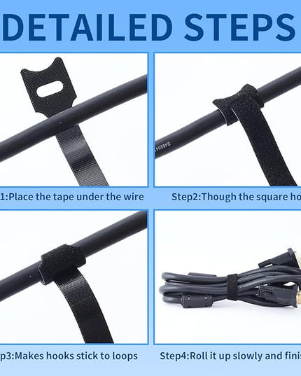 70 PCS 6 inch Cable Ties Reusable Cable Management Adjustable Cable Organizer, Cable Straps, Cord Wraps and Hook Loop Straps for Computer,Gaming, Wire, Desk- Home Office Essentials