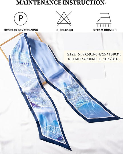 Head Scarf Purse Handle Neck Satin Hair Scarfs For Bag Lightweight Silky Long Thin Women's Fashion Scarves 59 * 5.9”