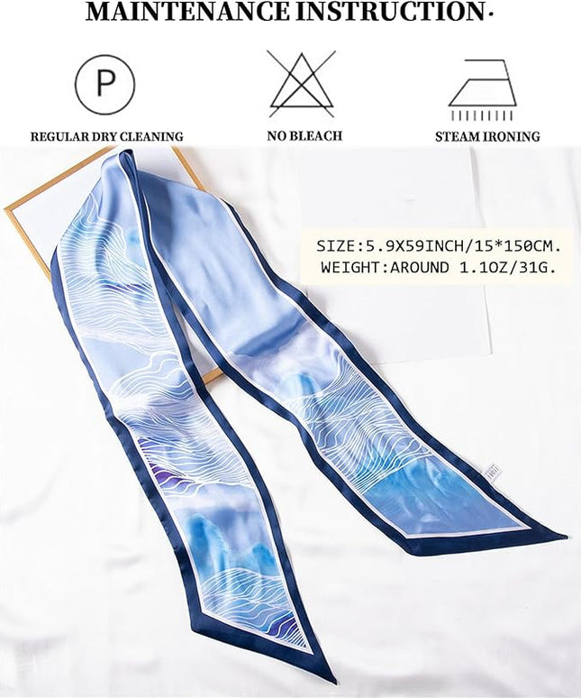 Head Scarf Purse Handle Neck Satin Hair Scarfs For Bag Lightweight Silky Long Thin Women's Fashion Scarves 59 * 5.9”