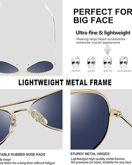 Joopin Polarized Metal Aviation Sunglasses Men, Classic Military Sun Glasses Women, Rectangle Shades UV400 Protection Costume