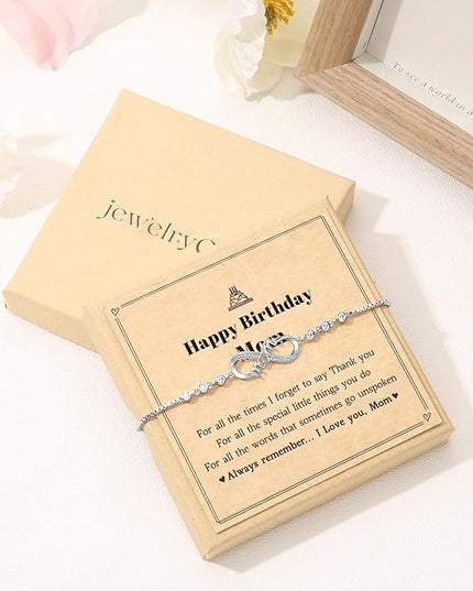 Desimtion Gifts for Women Mom, Infinity Love Bracelets for Women, Valentines Day Birthday Jewelry Gifts for Her Girls Girlfriend Mom Wife from Daughter Son