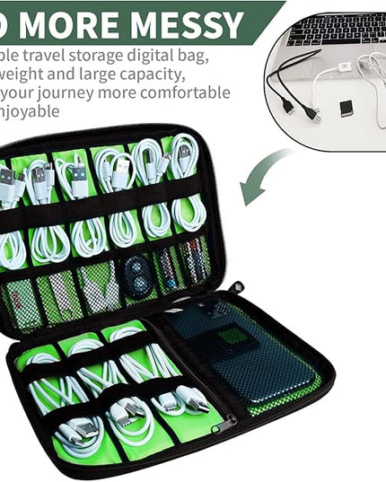 Electronics Travel Organizer,Portable Waterproof Electronic Travel Storage Bag for Small Charging Cord Storage,Charger,SD Card etc,for Travel,Business -Camouflage Green