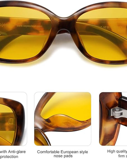 SOJOS Vintage Square Sunglasses for Women Polarized UV Protection Havana Frame SJ2111