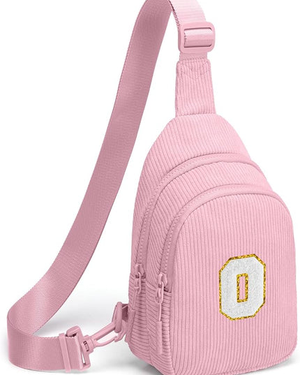 Viverte Small Corduroy Sling Bag Initial Crossbody Bag Fanny Pack for Girls Personalized Birthday Gifts for Teen Girls Gifts