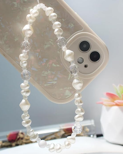 Beaded Camera Wrist Strap, Cute Phone Charms Strap, Pearl Bracelet Wrist Strap, Phone Keychain Decoration for Wallet