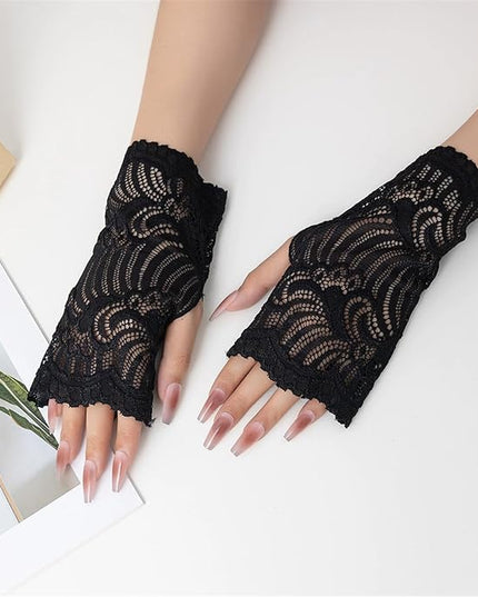 Elegant Lace Flower Gloves Detachable Cuff Sleeves Hand Wear Accessory for Women Fashion Layering Formal Outfit