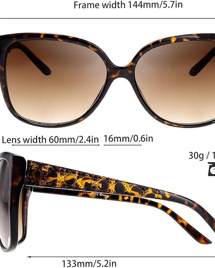 The Fresh Women's Oversized Square Jackie O Cat Eye Hybrid Butterfly Fashion Sunglasses - Exquisite Packaging