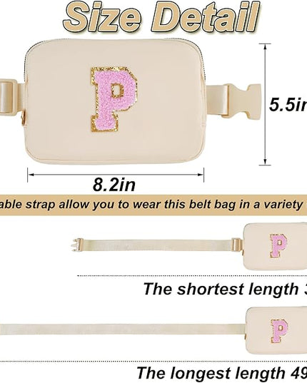 Uygafly Belt Bag Fanny Pack Crossbody Bags with Initials Letter Patch Cute Stuff Birthday Gifts for Teenager Girls Trendy Stuff for Teens | Khaki,P
