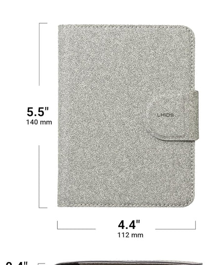 LHiDS Leatherette Passport Holder with RFID Protection, Premium PU Leather, Snap Button Closure, Travel Passport Wallet Cover for Passport, Boarding Passes, Business Cards, Cash (Grey)