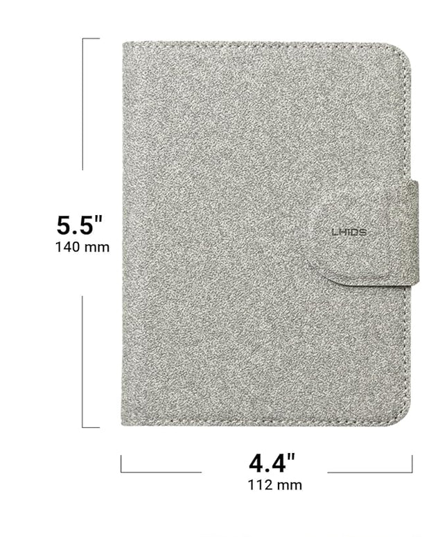 LHiDS Leatherette Passport Holder with RFID Protection, Premium PU Leather, Snap Button Closure, Travel Passport Wallet Cover for Passport, Boarding Passes, Business Cards, Cash (Grey)
