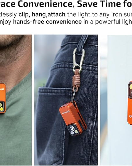 OLIGHT Oclip Pro EDC Flashlight Clip-on Light, Rechargeable 500 Lumens with Three Lighting Solutions Type-C Charging, Magnetic Flash Lights for Signaling, Cycling, Outdoor or Indoor Use(Orange)