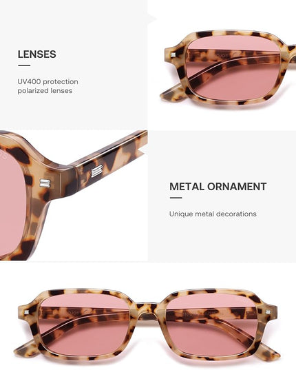 SOJOS Trendy Rectangle Polarized Sunglasses Womens Mens, Small Retro Fashion Thin Slim Square Sunnies SJ2610