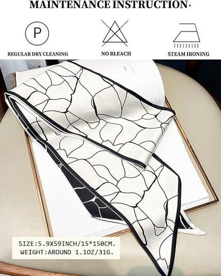 Head Scarf Purse Handle Neck Satin Hair Scarfs For Bag Lightweight Silky Long Thin Women's Fashion Scarves 59 * 5.9”