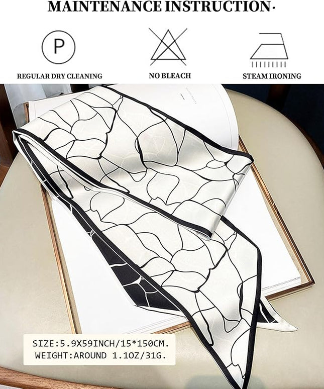 Head Scarf Purse Handle Neck Satin Hair Scarfs For Bag Lightweight Silky Long Thin Women's Fashion Scarves 59 * 5.9”