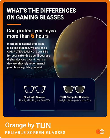 TIJN Gaming Glasses Blue Light Blocking Glasses for Women Men Nerd Eyeglasses Screen Fatigue Anti UV Glare, Black