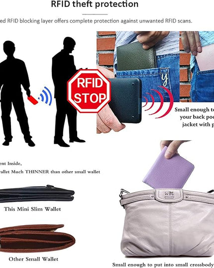 AINIMOER Small Leather Wallet for Women, Ladies Credit Card Holder RFID Blocking Women's Mini Bifold Pocket Purse