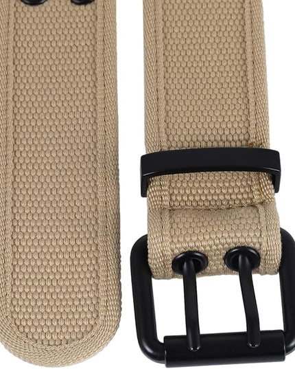 moonsix Canvas Web Belts for Men,Solid Color Casual Double Hole Grommet Belt