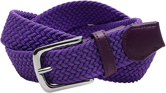 Falari Men Women Multicolored Elastic Stretch Braided Belt Canvas Fabric Woven No Holes Belt