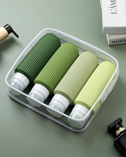 Travel Bottles for Toiletries, Large 6oz Travel Size Containers, BPA Free Leak Proof Tubs Refillable Liquid Accessories with Toiletry Bag for Cometic Shampoo and Lotion Soap (4 Pack)