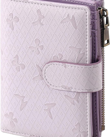 GAEKEAO Small Wallets for Women Leather RFID Blocking Bifold Zipper Pocket Wallet Card Case Purse with ID Window