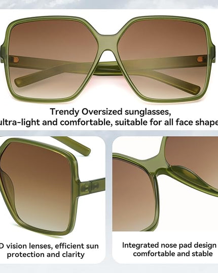 Dollger Oversized Square Sunglasses for Women Big Large Wide Fashion Shades for Men UV Protection Unisex