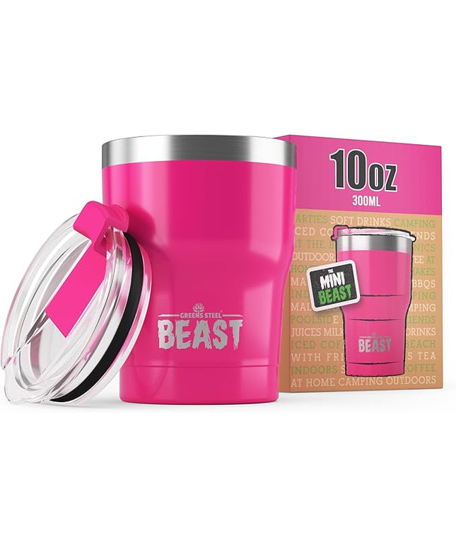 Beast 10 oz Tumbler Stainless Steel Vacuum Insulated Coffee Ice Cup Double Wall Travel Flask (Cupcake Pink)