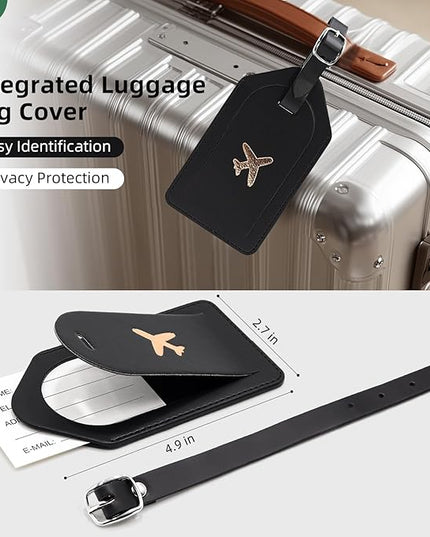 Passport Holder for Travel Family with Slot for Tracker Device & Luggage Tag Cover, – RFID Blocking Passport Wallet for Women & Men | PU Leather Passport Cover Case with Money Pocket – Black