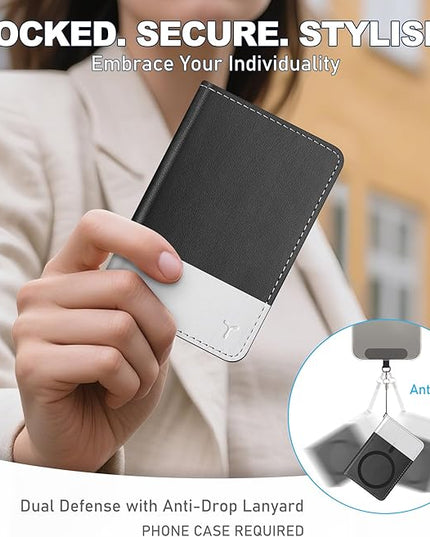 TUCCH for Magsafe Card Holder with Clear ID Window, Fit 6 Cards, RFID Blocking PU Leather Men Women Magnetic Phone Wallet for iPhone 17/16/15/14/13/12/Plus/Air/Pro/Pro Max Series, Black & White