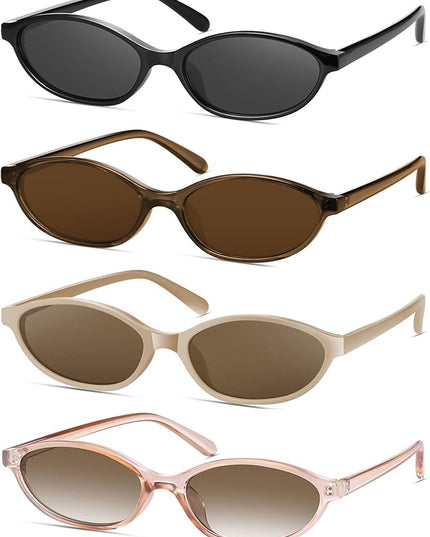 Retro Oval Cat Eye Sunglasses for Women Y2k Designer Trendy Narrow Shades UV protection Sun Glasses