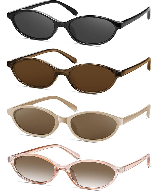 Retro Oval Cat Eye Sunglasses for Women Y2k Designer Trendy Narrow Shades UV protection Sun Glasses