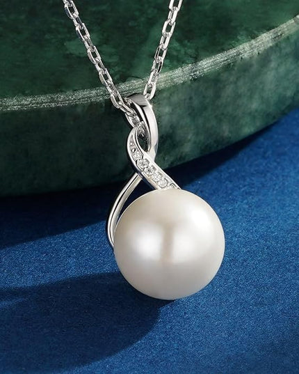 Iefil 10-11mm Tahitian Black Pearl & Freshwater Pearl Necklace - S925 Sterling Silver Pearls Necklace, Anniversary Birthday Gifts for Women Wife Girlfriend Mom