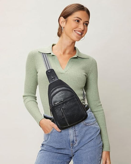 7L Sling Bag For Women Men Backpack Fanny Pack Crossbody Chest Travel Shoulder Belt Bags Purse Handbag PU Leather