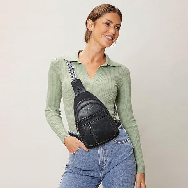 7L Sling Bag For Women Men Backpack Fanny Pack Crossbody Chest Travel Shoulder Belt Bags Purse Handbag PU Leather