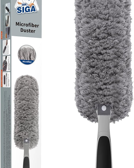 MR.SIGA Lint Free Microfiber Duster, Washable Duster for Household Cleaning Gray