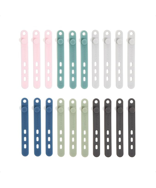 U Brands Silicone Cord Organizer Cable Clips, Set of 20 Cable Ties, Cable Management, Office Desk Accessories, Office Supplies, Assorted Colors