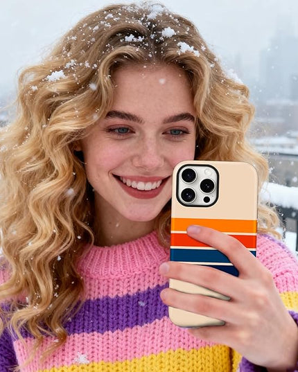 Magnetic for iPhone 15 Case Cute Stripes Phone Case, Shockproof Slim TPU and Hard PC Protective Phone Cover Compatible with MagSafe Designed for Women Girls,