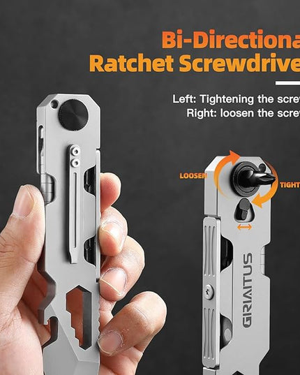 EDC Pry Bar Multitool with Bi-Directional Ratchet Screwdriver & Everlasting Pen, Wrenches, Crowbar, Bottle and Box Openers - Your Versatile Companion for Everyday Carry and Camping Accessories