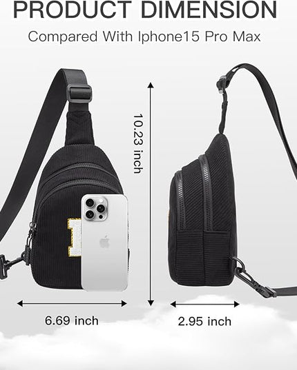 Viverte Small Corduroy Sling Bag Initial Crossbody Bag Fanny Pack for Girls Personalized Birthday Gifts for Teen Girls Gifts